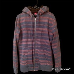 Quiksilver sherpa lined zip up hoodie - size mens small